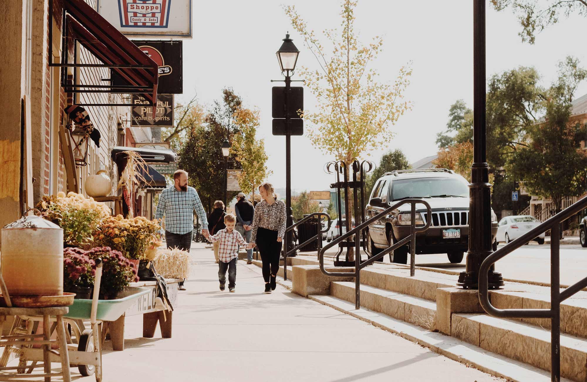 Family walking down Cody Road